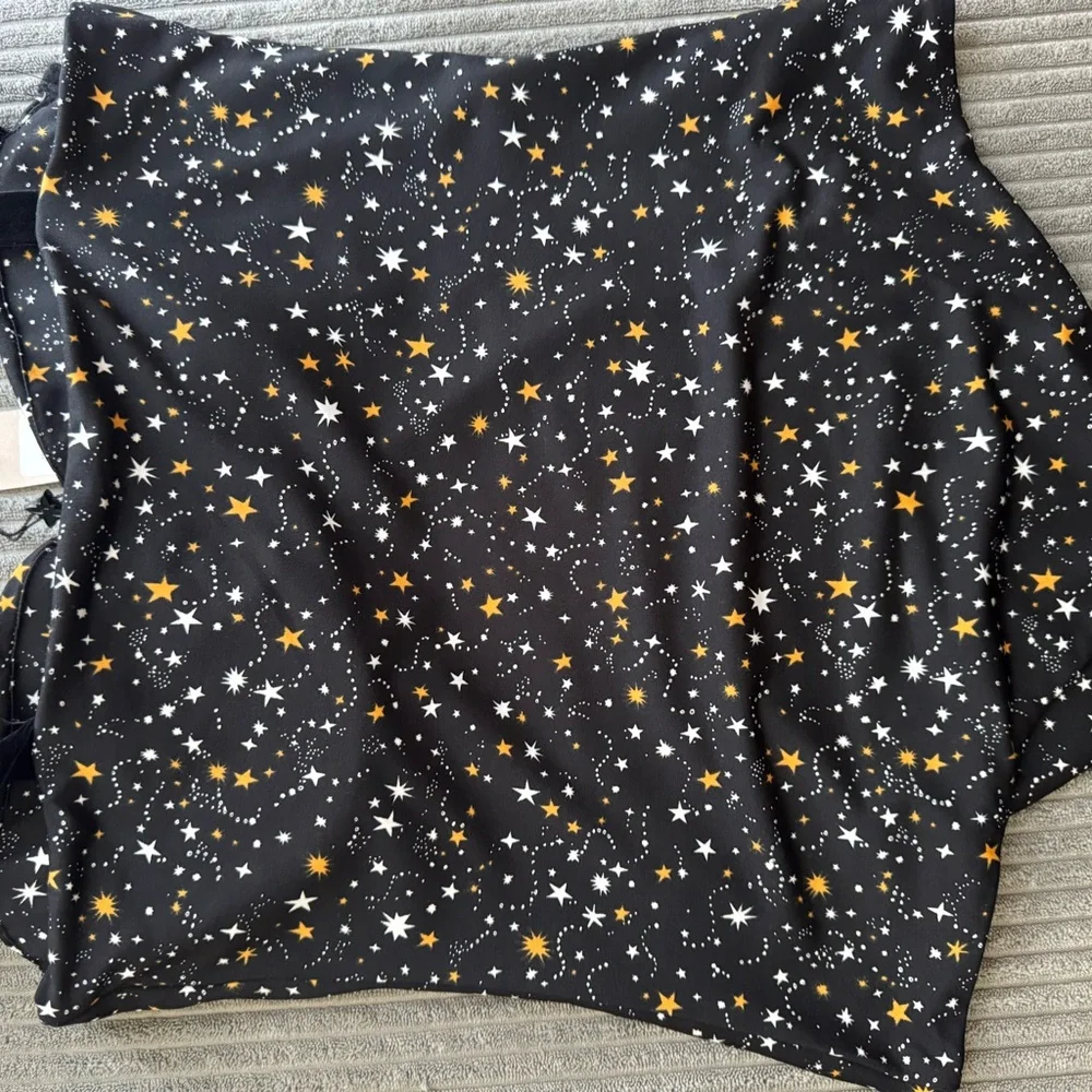New bodysuit corset top velvet ribbon straps yellow black white stars medium